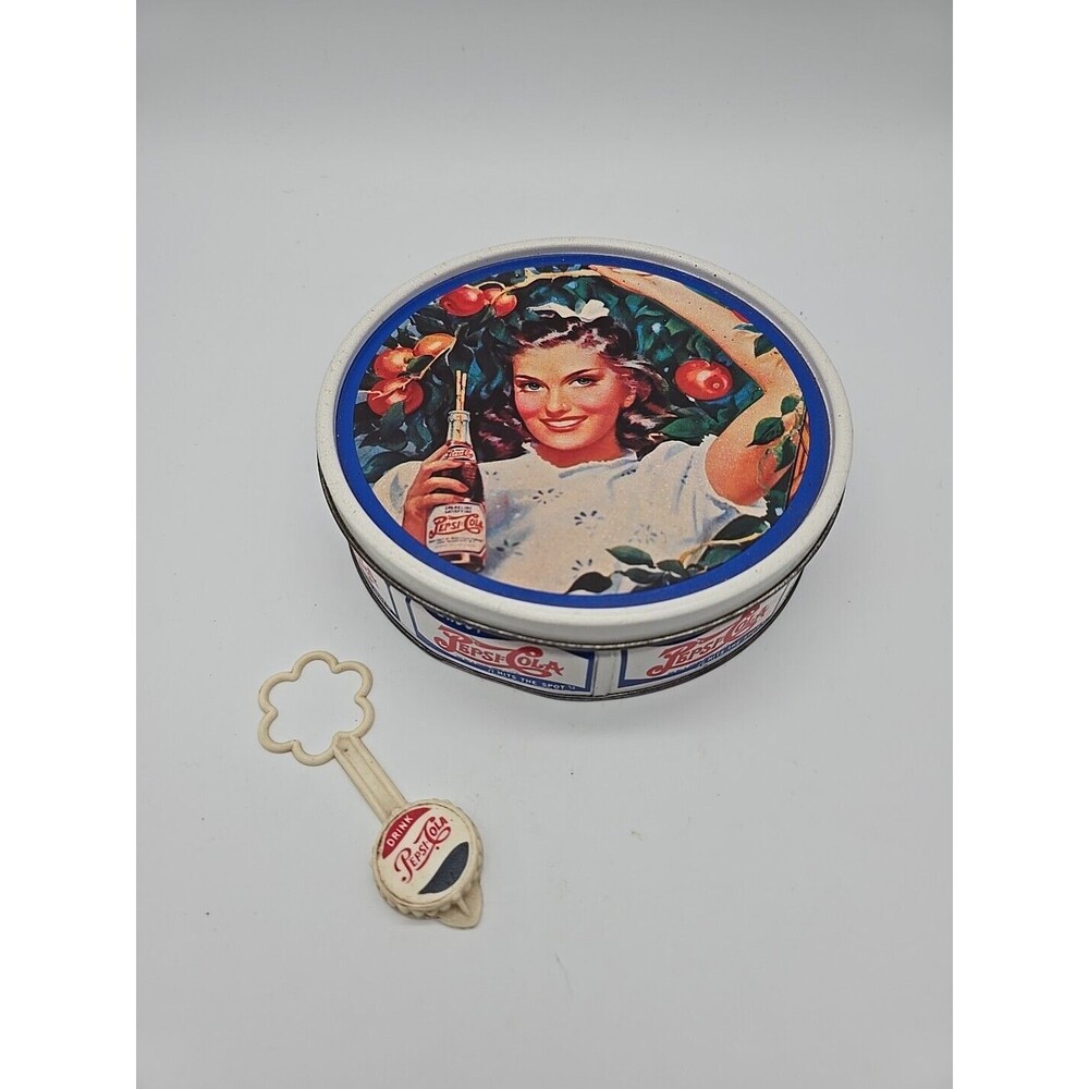 Vintage Pepsi Hits The Spot Tin And Pepsi Reusable Bottle Cap Lot